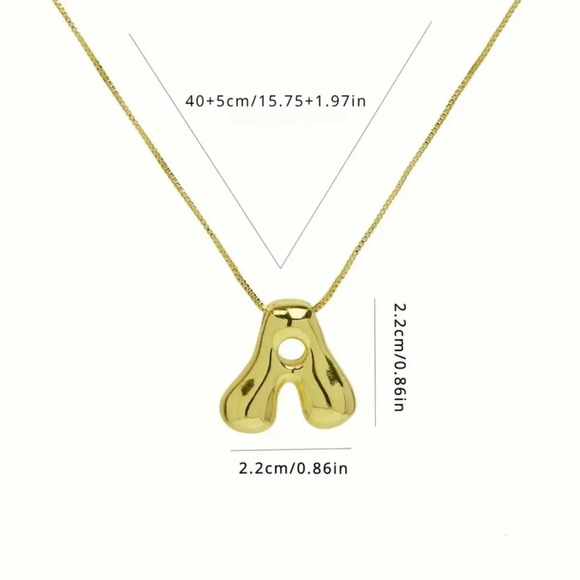 18k Gold Plated Bubble Letter Necklace - Picture 3 of 11